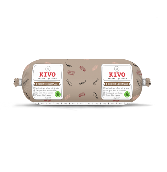 5 diersoorten compleet 1000 gram